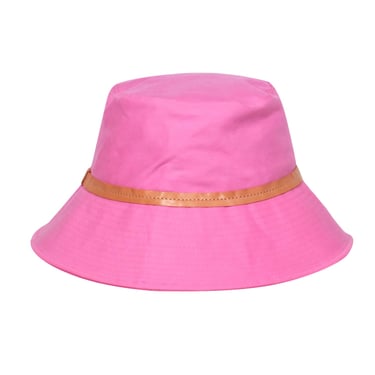 Coach - Pink Cotton Bucket Hat w/ Leather Trim Sz S
