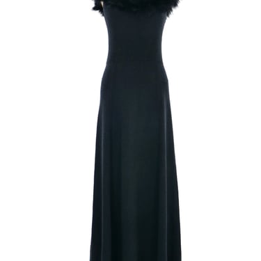 St. John Feather Trimmed Santana Knit Dress