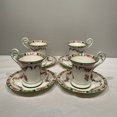 4 Antique Mintons Cup & Saucer Wright Tyndale and Van Roden Philadelphia, english tea party, gifts for mom, gifts for grandma 