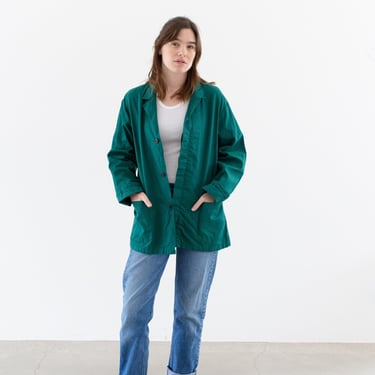 Vintage Emerald Green Chore Jacket | Unisex Cotton Utility Work | Made in Italy | M L | IT398 