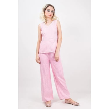1930s Pajamas / Vintage pink 2 piece pyjama set / Lingerie sleep wear 