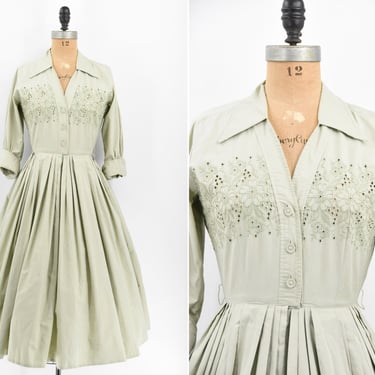 1950s Eucalyptus dress 
