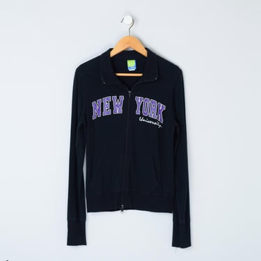 Vintage Y2k NYU Zip-Up Light Sweatshirt - new york university, 2000s, college, made in usa - Womens' M 