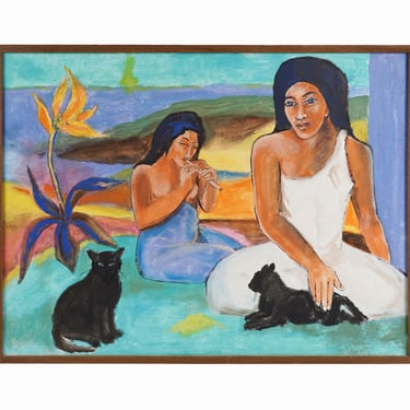 Paul Gauguin Style Acrylic Painting on Canvas 