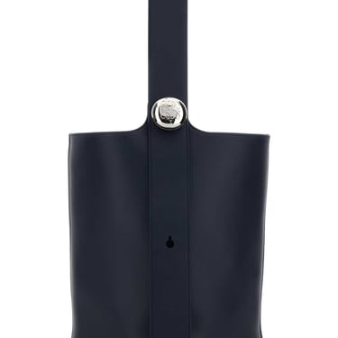 Loewe Women Blue Leather Medium Pebble Bucket Bag