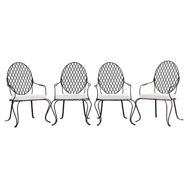 Set of Four Rose Tarlow Twig Iron Garden Dining Armchairs