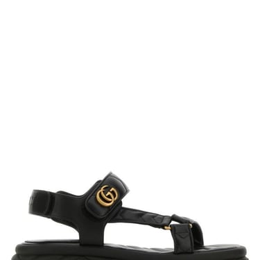 Gucci Woman Black Leather Sandals