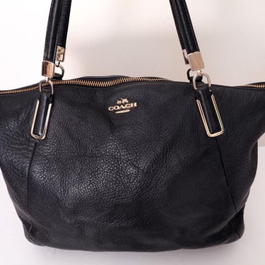 COACH Black Leather Kelsey Tote Bag Purse Top Handle Satchel Crossbody Designer Authentic Vintage 1990's, Y2K 