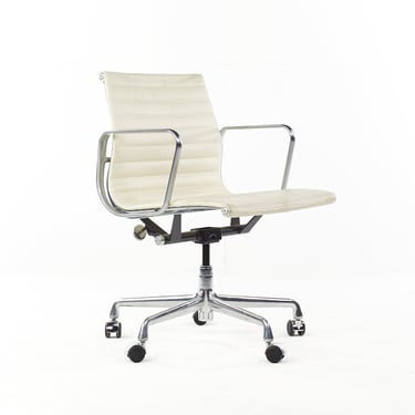 Eames Mid Century White Aluminum Group Desk Chair - mcm 