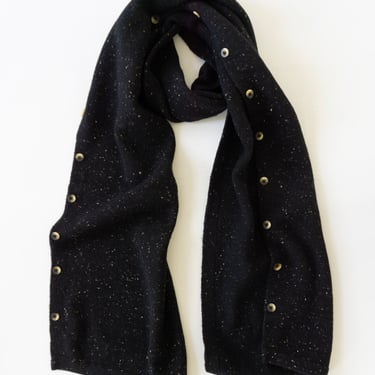 Button Stole in Black Tweed