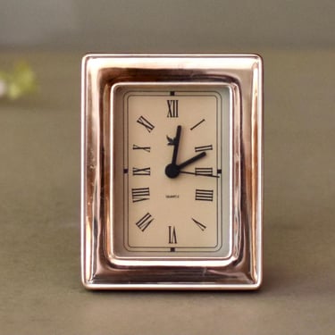 Vintage Silver Plated Frame  Table Clock   Home Decor Quartz Clock 