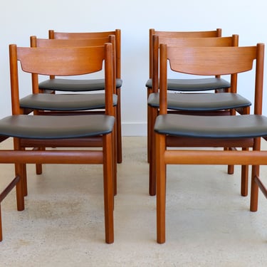 Six Mid Century Danish Modern Teak Dining Chairs 