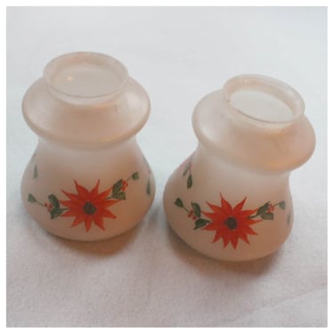 s1040 Pair Vintage Hand Painted Glass Shades 