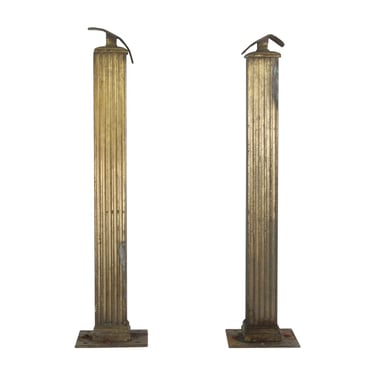 Pair of 31 in. Fluted Square Bronze Posts