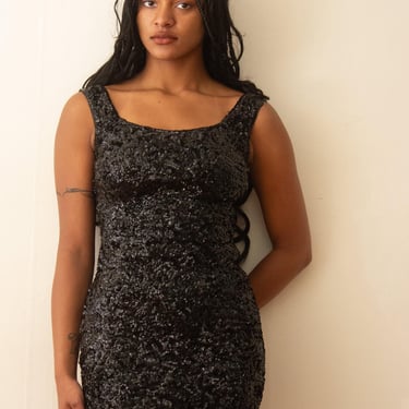 1960s Sequined Knit Mini Dress 