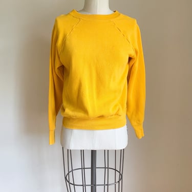 Vintage 1980s Mustard Yellow Sweatshirt / size XS or youth 14-16 
