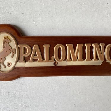 Vintage Palomino Sign, Possibly Burgermeister Beer, Palomino Horse Lovers, Wooden Sign With Relief Letters And Image 