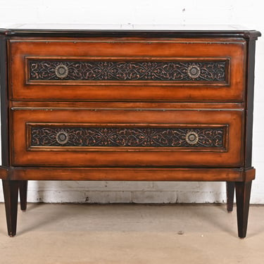 Baker Furniture Italian Regency Louis XVI Cherry and Burl Wood Commode or Chests of Drawers