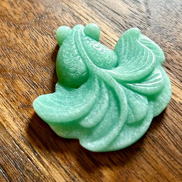 Green Aventurine Carved Gemstones Pendant Handmade Fish Goldfish Amulet Crystal Healing Jewelry 