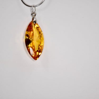 Natural Citrine Marquis Cut Pendant Necklace 925 Sterling Setting and Chain Long Drop Gemstone Pendant Length 24mm November Birthstone Gift 