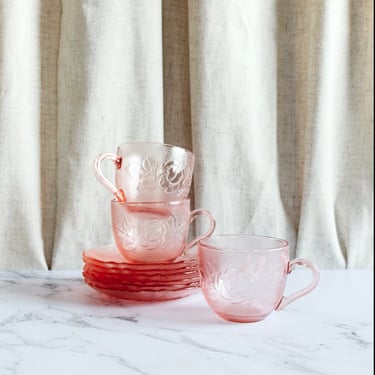 vintage French Rosaline “roses” tea cup set