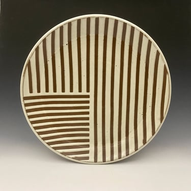 Platter - White and Brown Stripe Pattern 