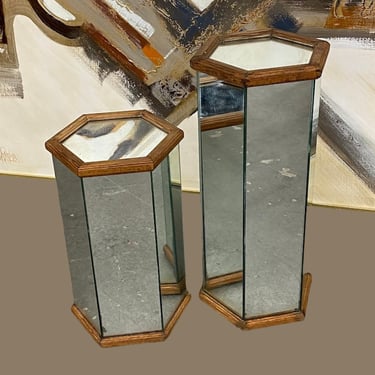 LOCAL PICKUP ONLY ———— Vintage Mirror Pedestal (Set of 2) 