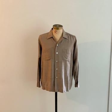 Schiaparelli beige slub vintage rayon shirt-size L 