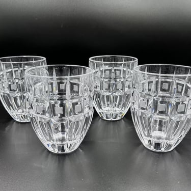 Pair of Waterford Crystal Whiskey Glasses - Quadrata Pattern Fine Cut Barware - Gift for Spirits Lovers 