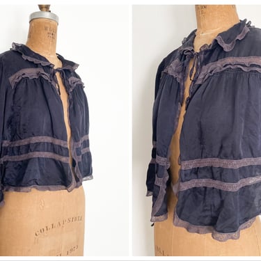 Antique 1920’s ‘30s silk boudoir jacket | dusty purple hand dyed flapper lingerie, XS 