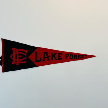 Vintage Lake Forest College Wool Pennant Sewn Letter circa 1900s - As Is Condition 