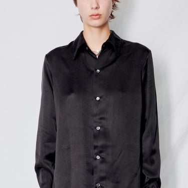 Black Cupro Long Sleeve Button Up