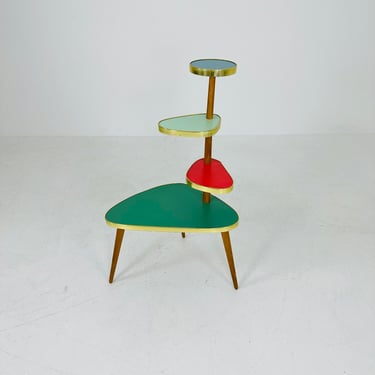 BIG German Plant Stand, Colorful Vintage Mid-Century Minimalist Indoor Plant Stand Side Table Retro flower table 