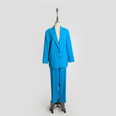 Vintage 90s oversized blue 2pc pant suit 