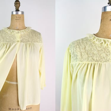 50s Pale Yellow Bed Jacket Negligee / 50s Lingerie Glam/ Vintage Camisole / Vintage Jacket / Bridal / Cape / One Size 