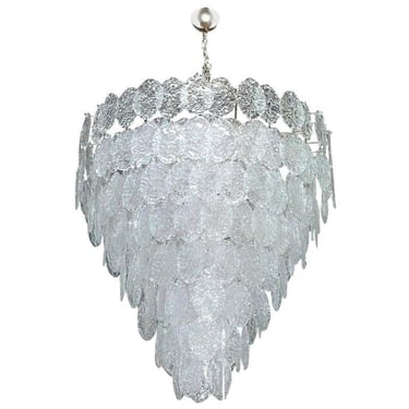 Vintage Italian Chandelier with Clear Murano Oval Discs, 1960's