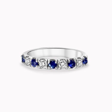 Sapphire & Diamond Half Eternity Band