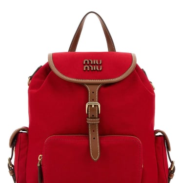 Miu Miu Women Red Canvas Backpack