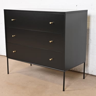 Paul McCobb Planner Group Black Lacquered Three-Drawer Dresser, Newly Refinished