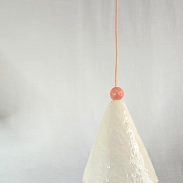 White ceramic pendant light. Hanging fixture. Hardwire ready 