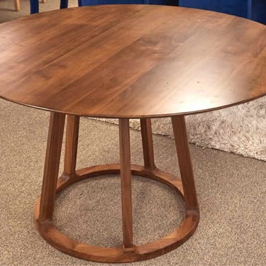 West Elm Solid Walnut Round  Dining Table with Open Pedestal