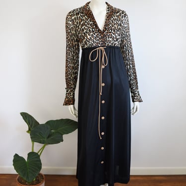 1960s Vanity Fair Leopard Dressing Gown - S 