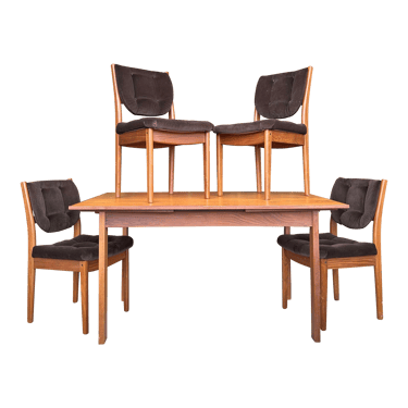 Surfboard Shapped Teak Dining Table With 4 Chairs RS Furniture Inc