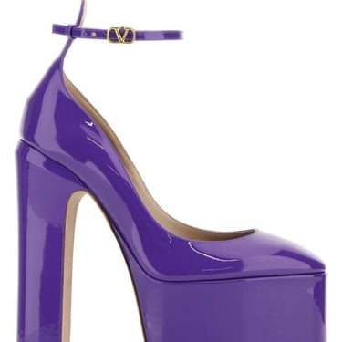 Valentino Garavani Women Purple Leather Tan-Go Pumps