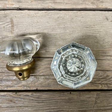 Antique Crystal Doorknob Set | Antique Glass Doorknob Set of 2 | Antique Hardware | Architectural Salvage | Antique Door | Reclaimed | Pull 