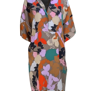 Missoni - Taupe Floral Multi Mini Shirt Dress Sz M