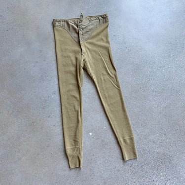 WWII Era Olive Drab Long Underwear / Vintage US Army Thermal Pants / Vintage Olive Army Thermals / Vintage Army Thermal Pants 34 