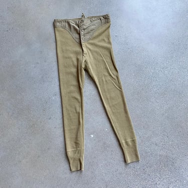 WWII Era Olive Drab Long Underwear / Vintage US Army Thermal