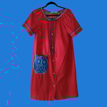 Vintage 70s Novelty Owl House Dress 