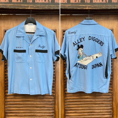 Vintage 1950's “Bay Seafood” Cartoon Fish Bowling Shirt, 50's Shirt, 50', Vintage on Hollywood